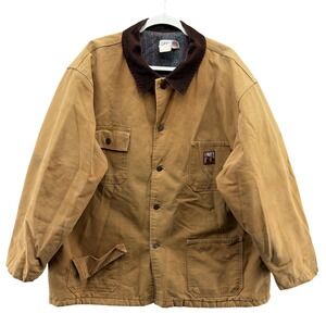 Vintage Steiner Thermal-Tuff Coat Mens 2XL Brown Canvas Wool Lined USA